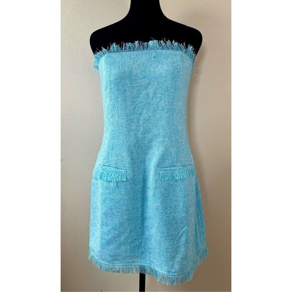NWT Revolve More to Come Houda Strapless Blue Mini Dress Large - Picture 3 of 10